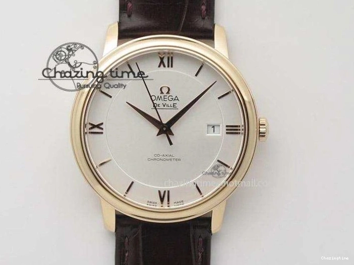 0227 FashionForward De Ville SS MK 1:1 Best Edition White Dial SS Markers On Leather Strap Miyota 9015 V 8077